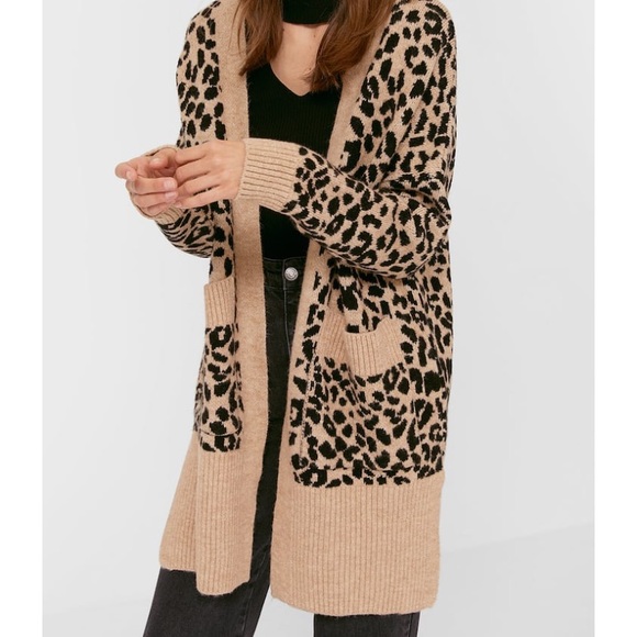 Stradivarius Long Knitted Print Cardigan - Picture 2 of 7